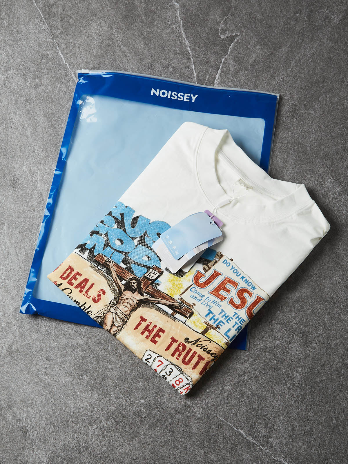 NOISSEY "God Deals The Truth" Spiritual Graffiti Art Heavyweight Oversized T-Shirt