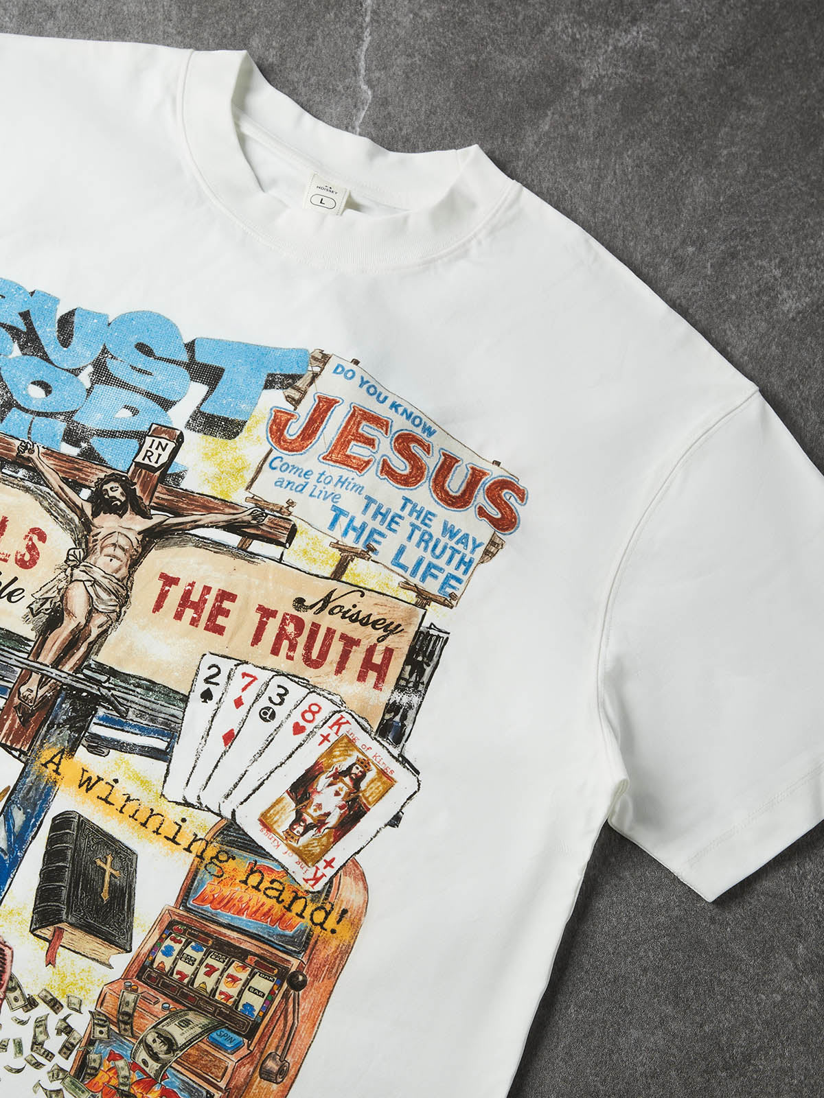 NOISSEY "God Deals The Truth" Spiritual Graffiti Art Heavyweight Oversized T-Shirt