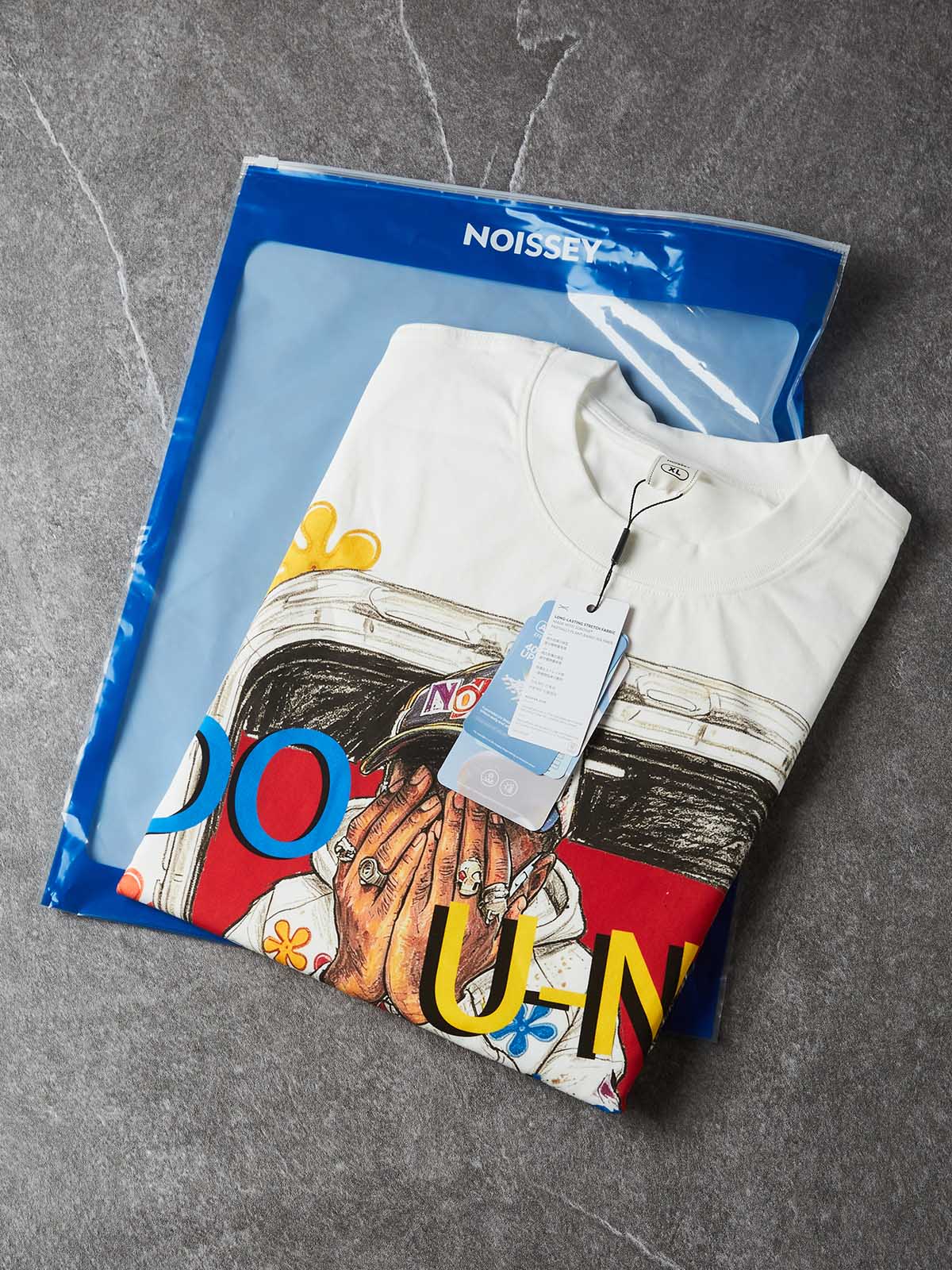 NOISSEY "DO U-NO legend?" Graffiti Graphic T-Shirt - Black / Off-White