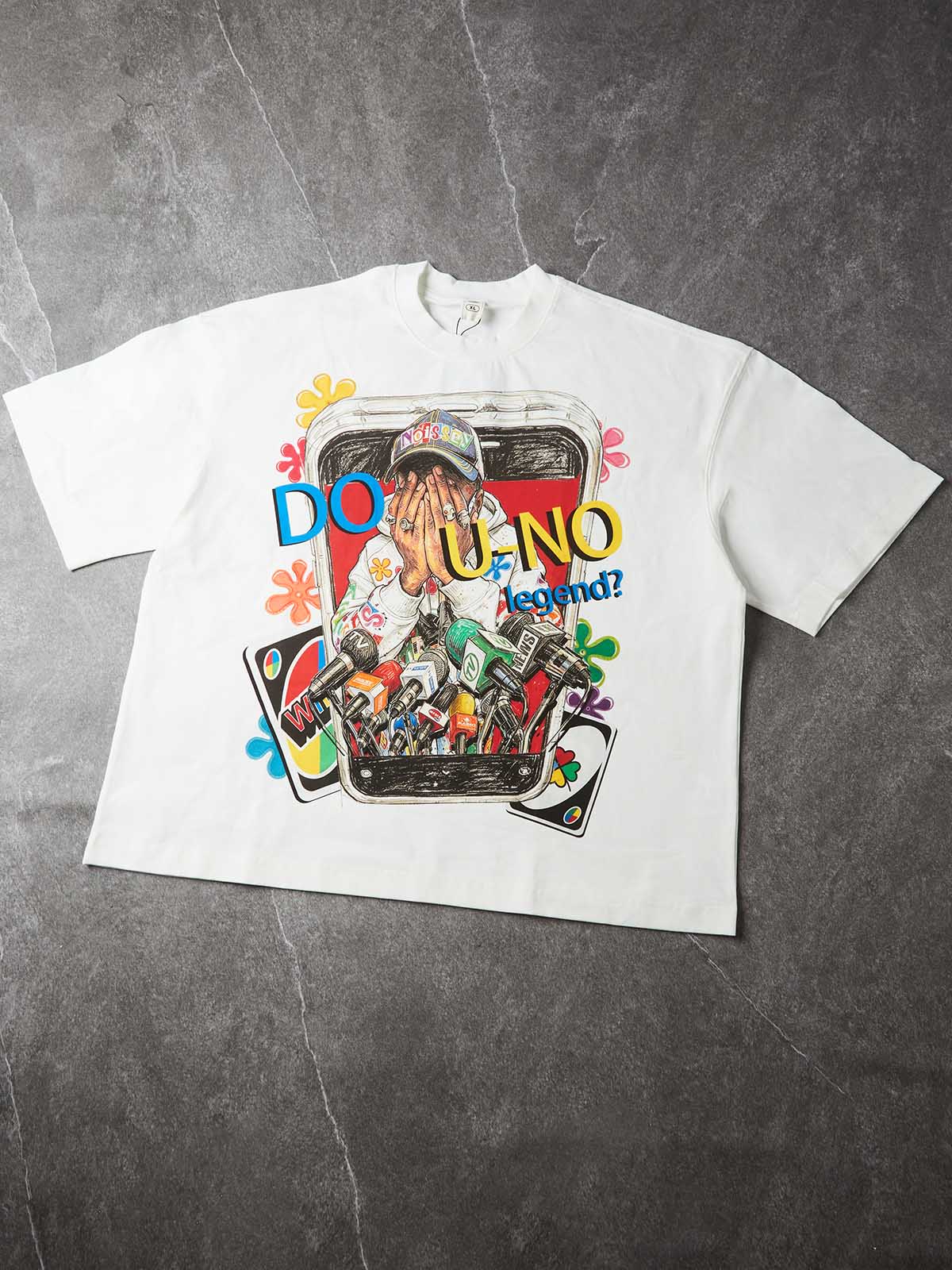 NOISSEY "DO U-NO legend?" Graffiti Graphic T-Shirt - Black / Off-White