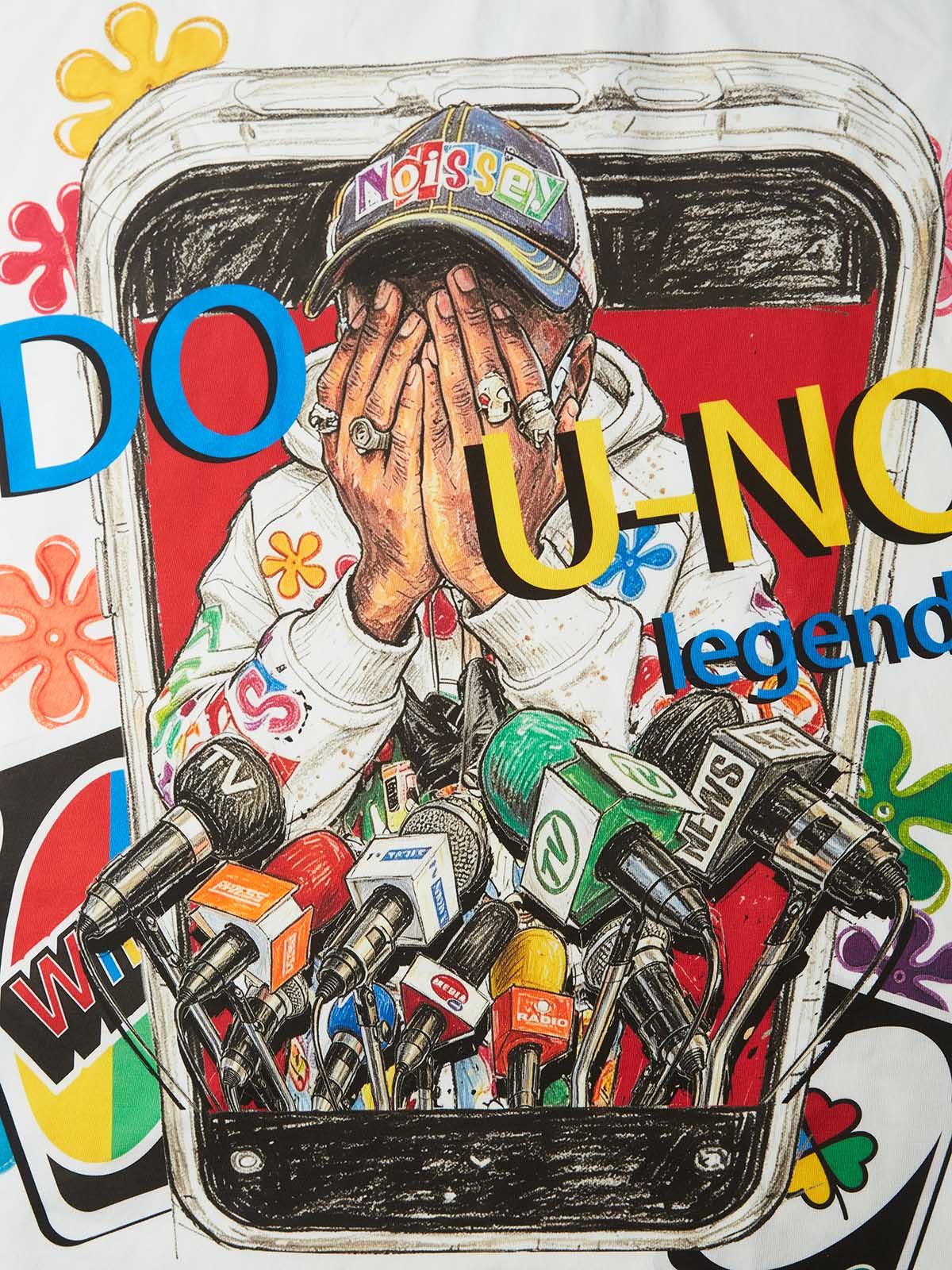NOISSEY "DO U-NO legend?" Graffiti Graphic T-Shirt - Black / Off-White
