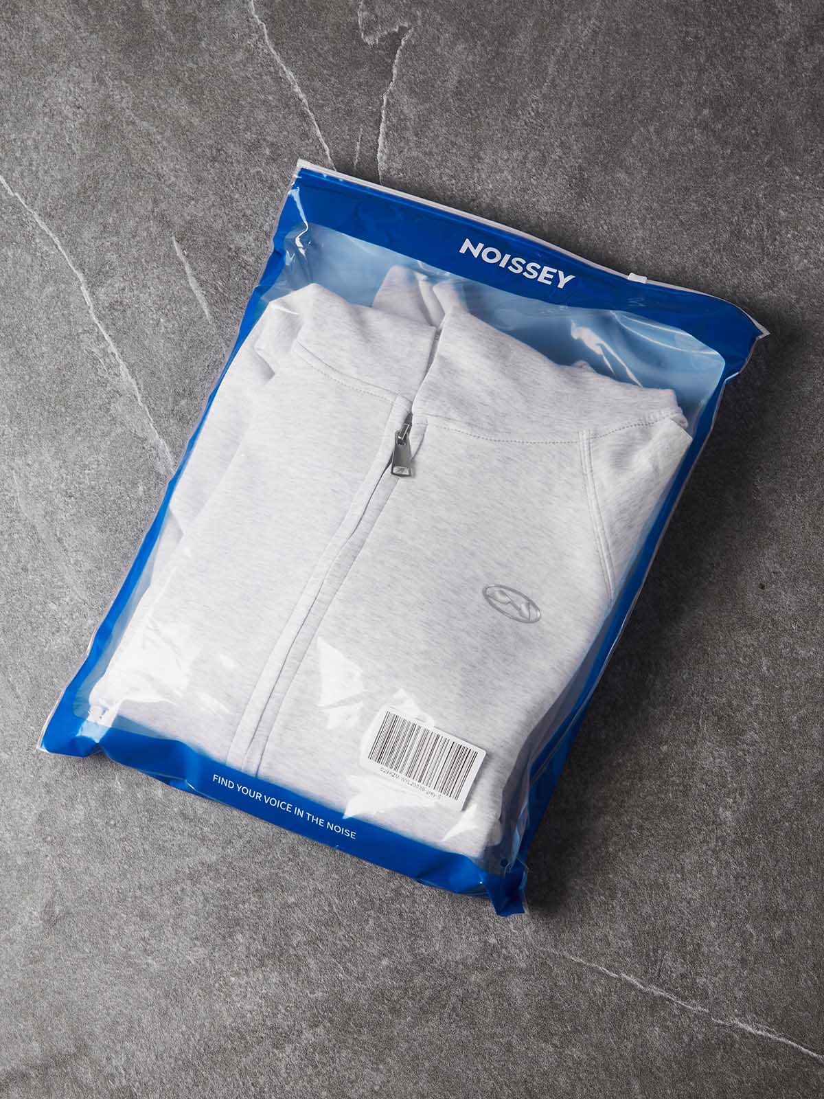 NOISSEY Essential Boxy Zip-Up Hoodie - Grey