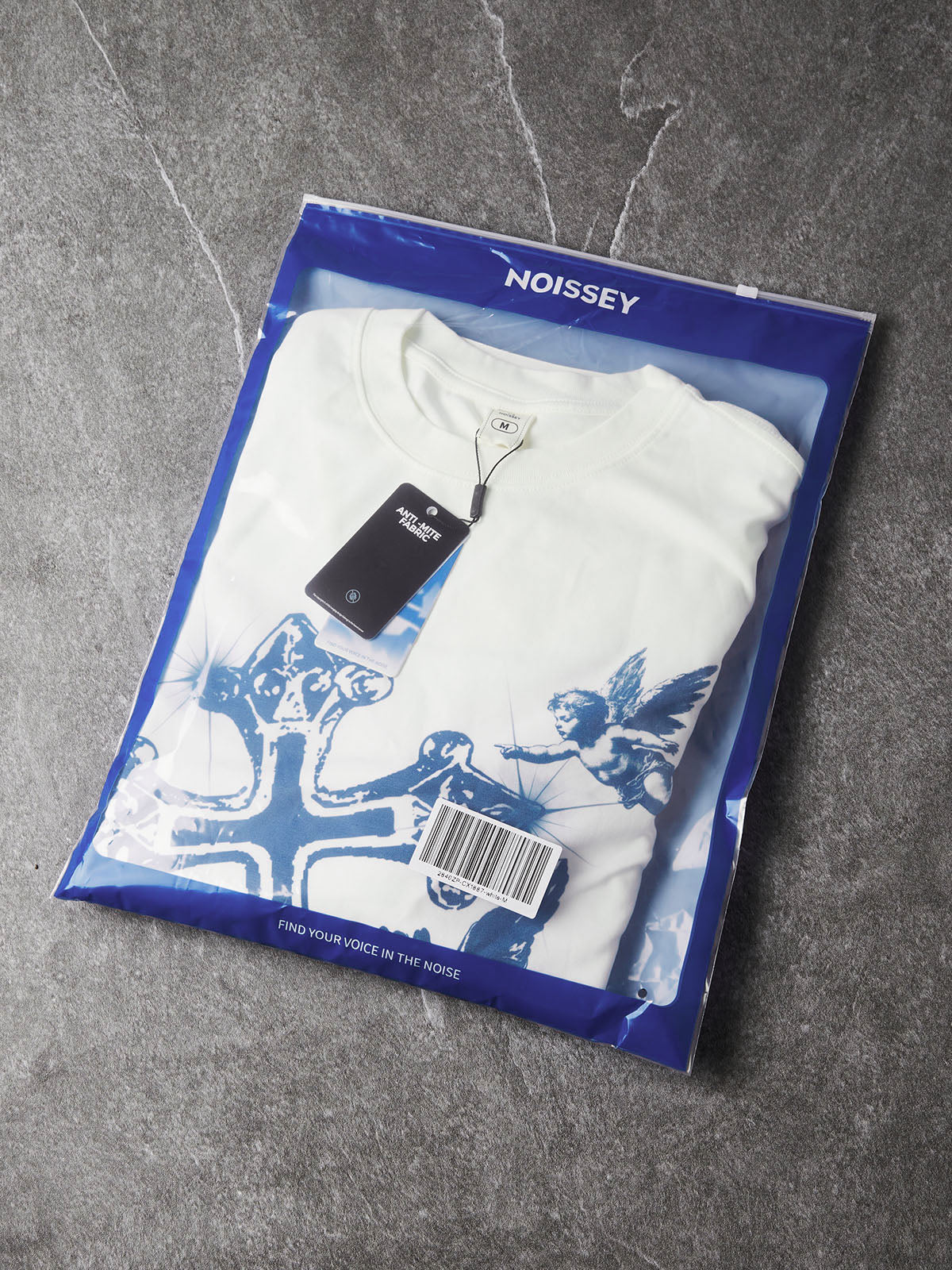 NOISSEY "Blue Cross Angels" Boxy Heavyweight Art Long Sleeve - Cloud White
