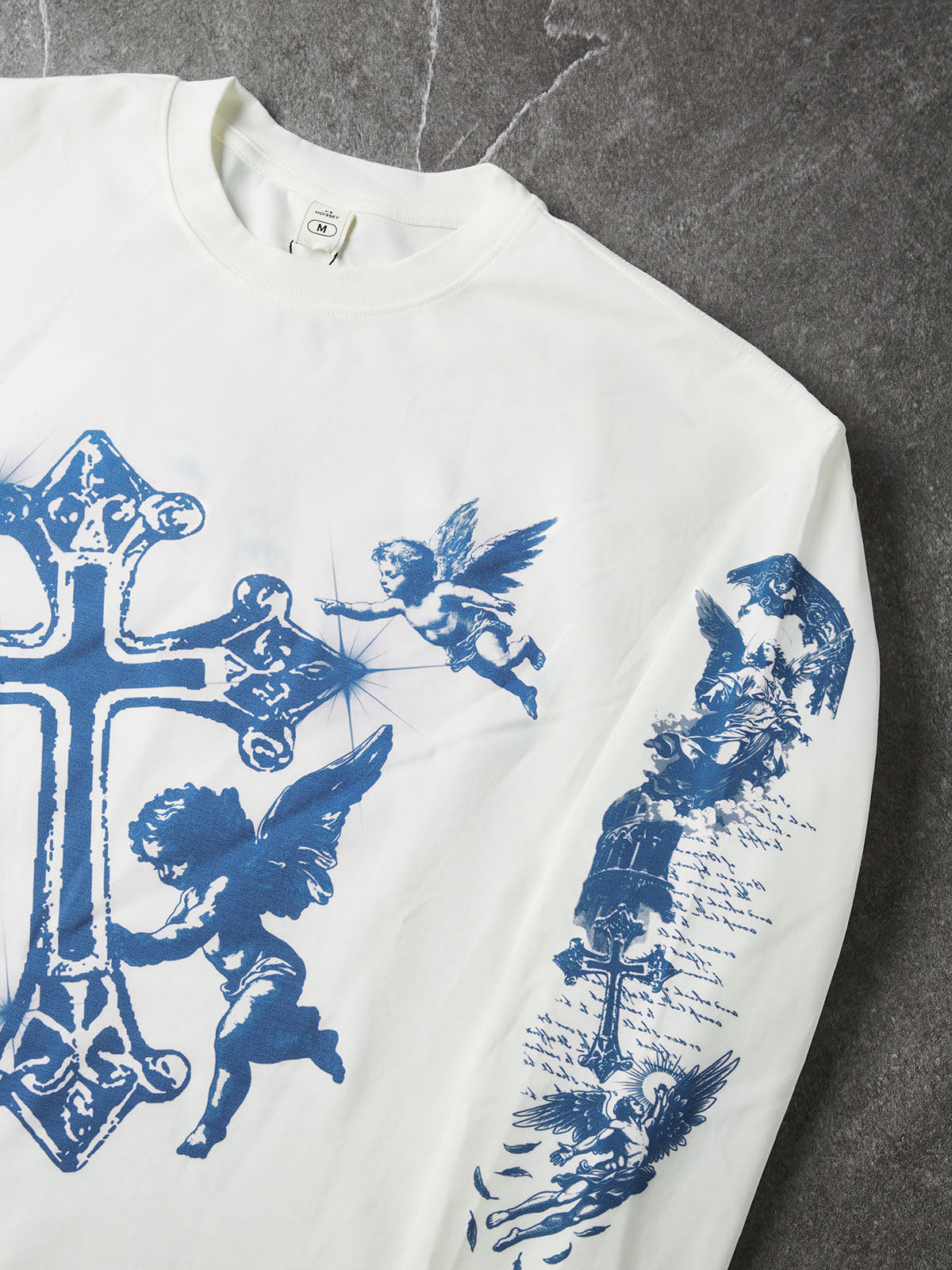NOISSEY "Blue Cross Angels" Boxy Heavyweight Art Long Sleeve - Cloud White