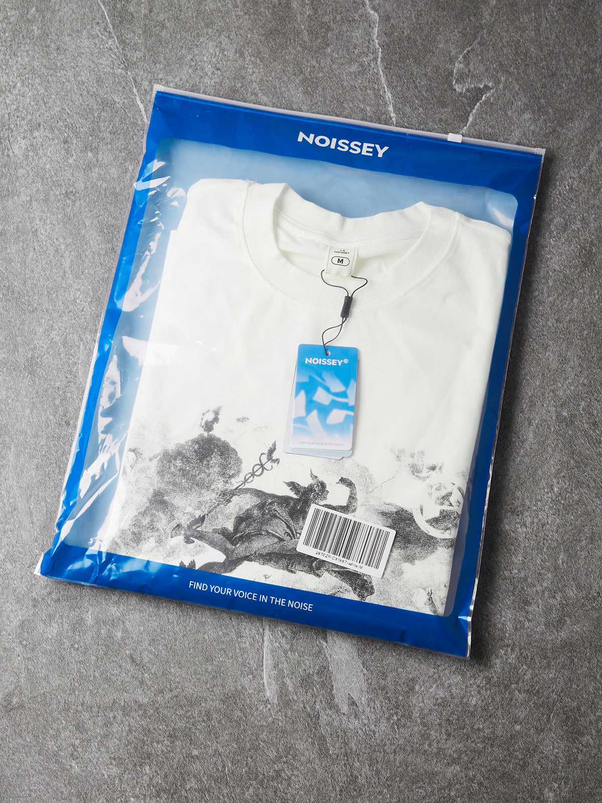 NOISSEY Camiseta de manga larga «Divine Herald» con grabado de mitología griega - Blanco puro