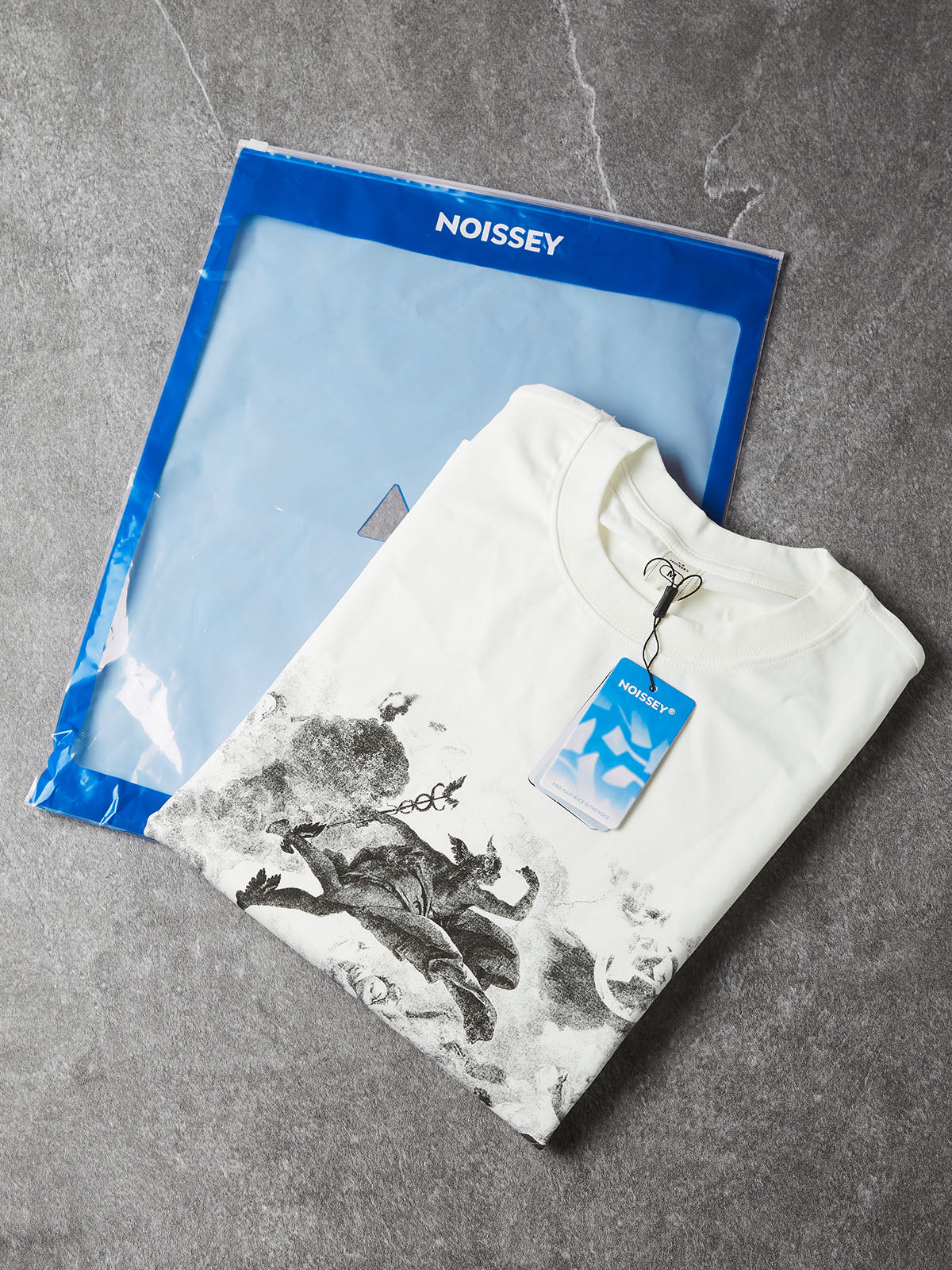NOISSEY Camiseta de manga larga «Divine Herald» con grabado de mitología griega - Blanco puro