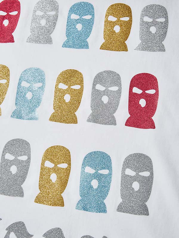 Glittering Mask Print T-Shirt