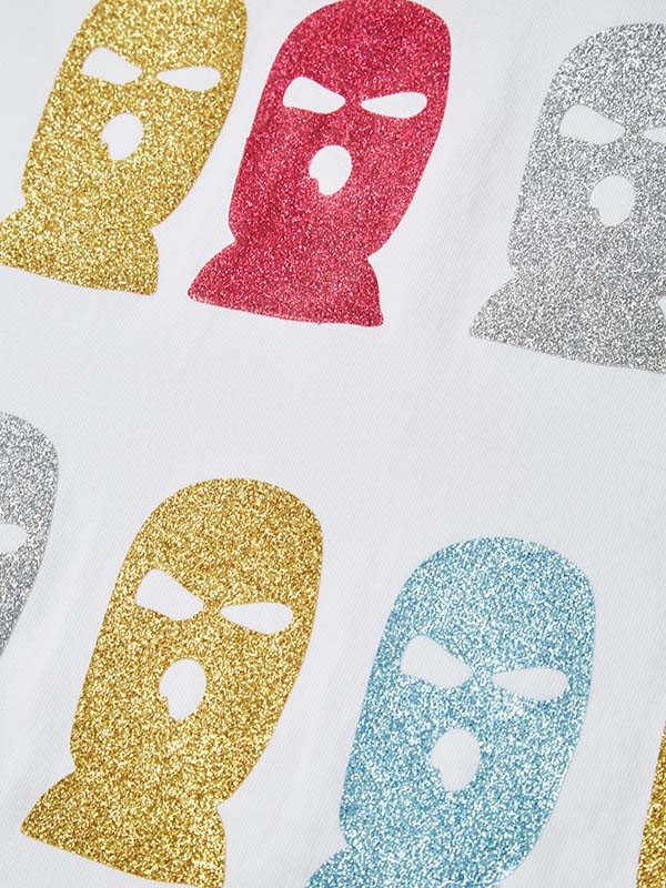 Glittering Mask Print T-Shirt