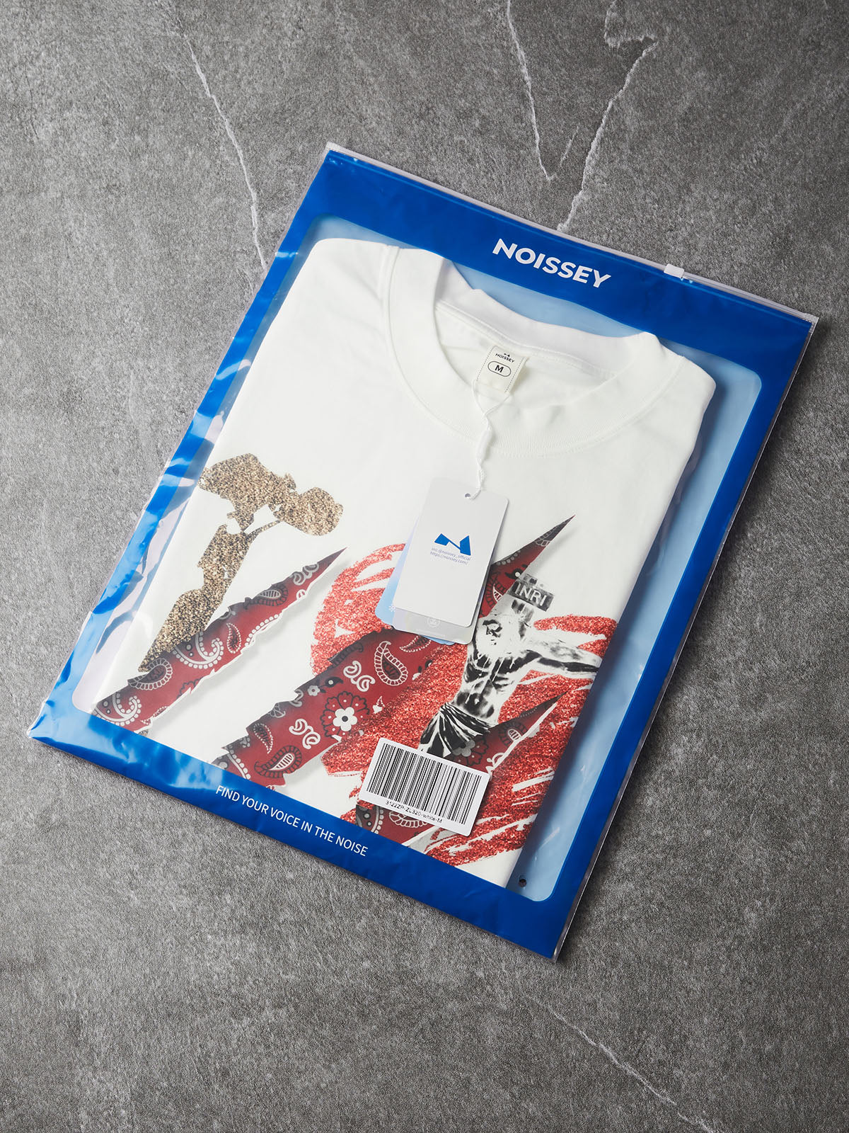 NOISSEY I LOVE JESUS Red Paisley Claw Slash Graphic T-Shirt - White Oversized Streetwear Tee