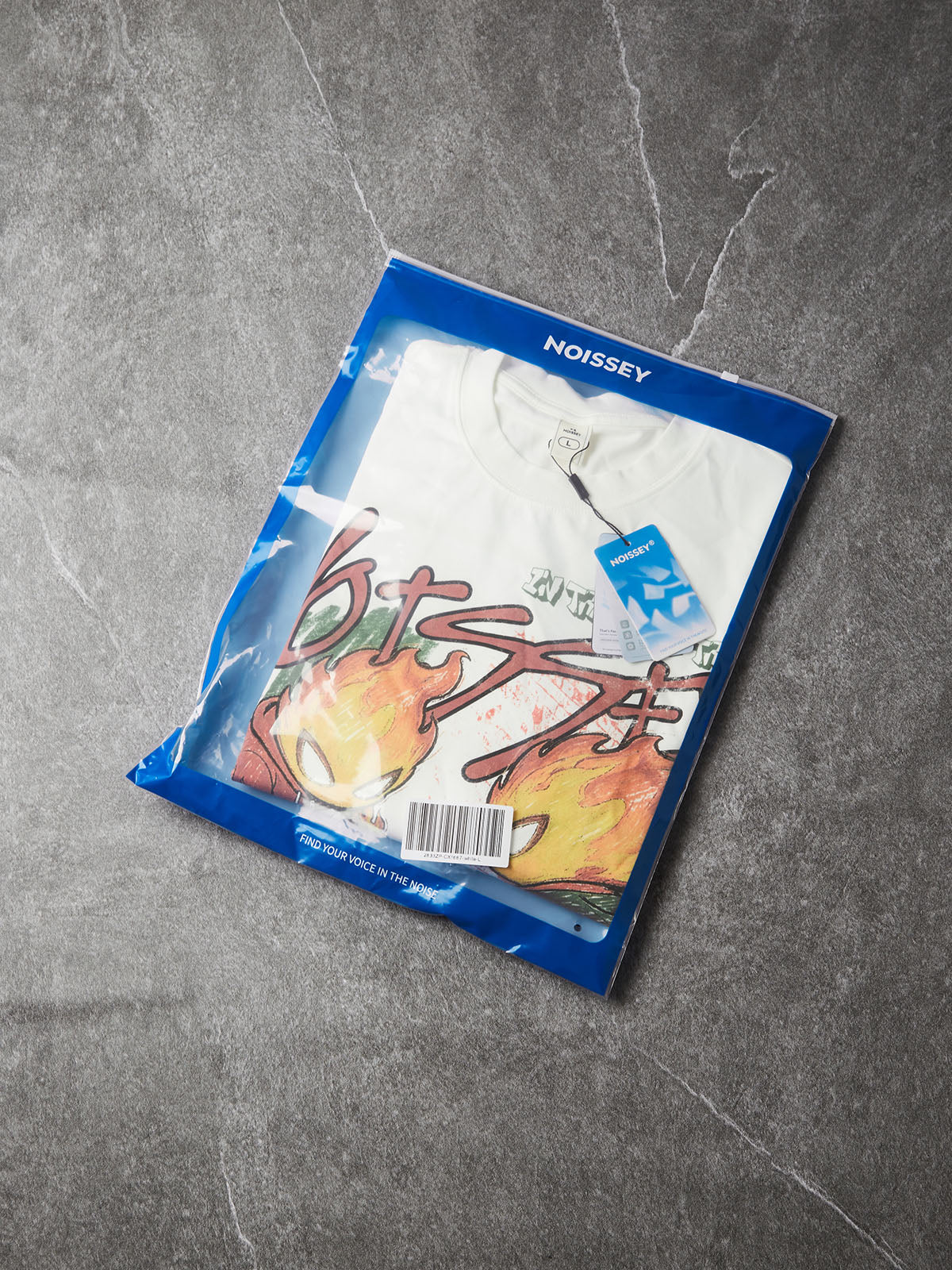 NOISSEY "Twin Flames" Boxy Heavyweight Graffiti Art L/S Tee - Vintage White