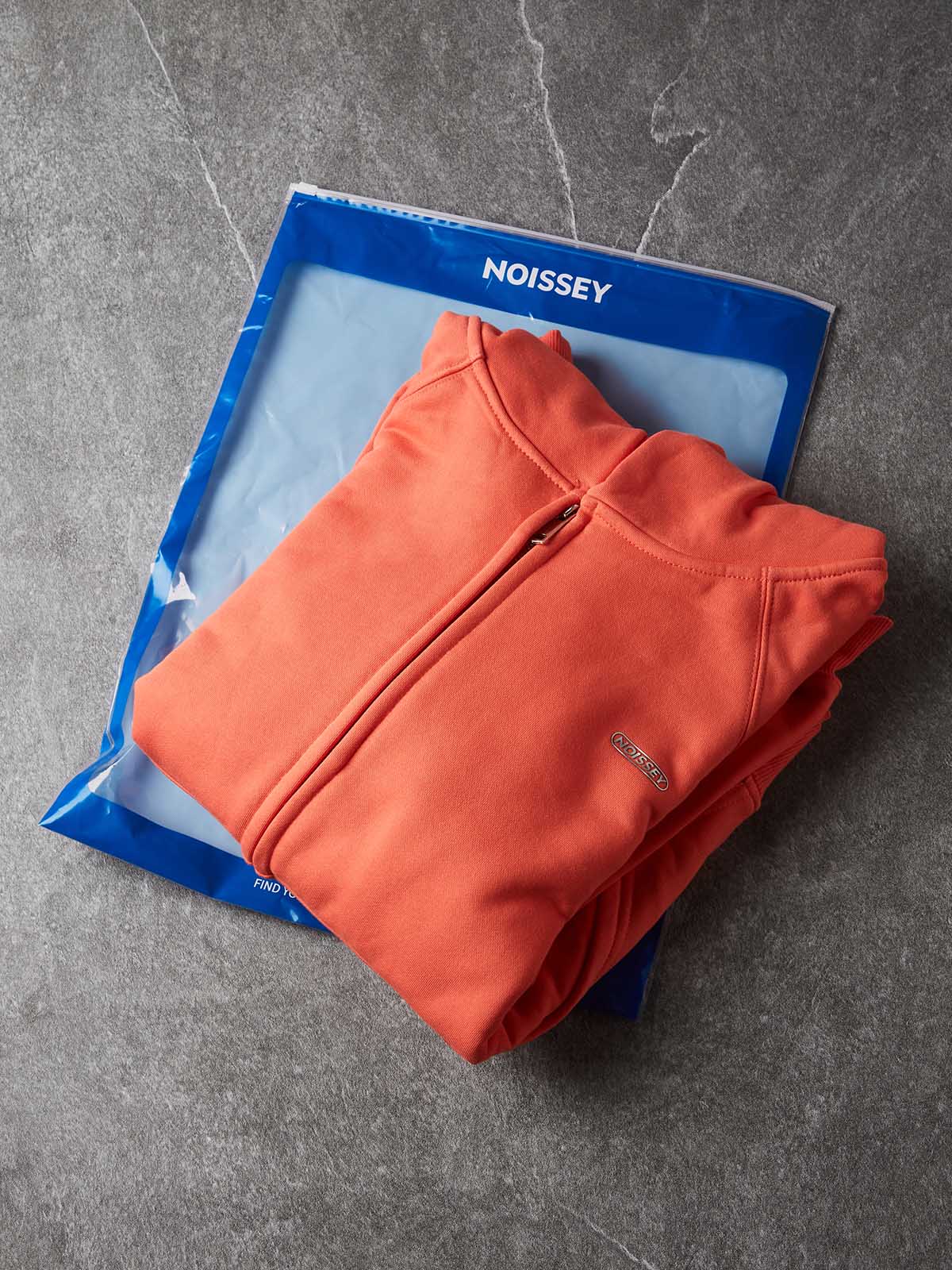 NOISSEY Essential Boxy Zip-Up Hoodie - Vibrant Orange