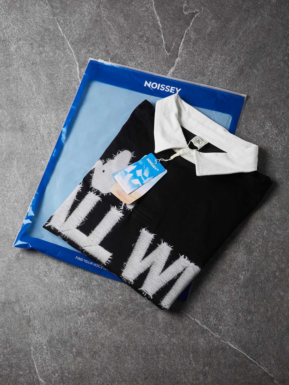 NOISSEY Deconstructed Raw-Edge Patchwork Polo Long Sleeves