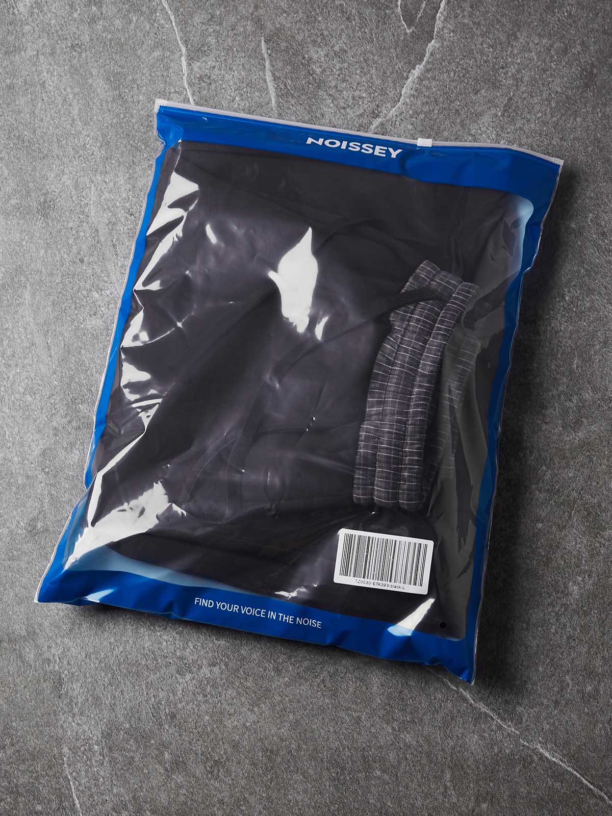 NOISSEY Plaid Waistband Layered Wide-Leg Sweatpants - Black Streetwear Track Pants