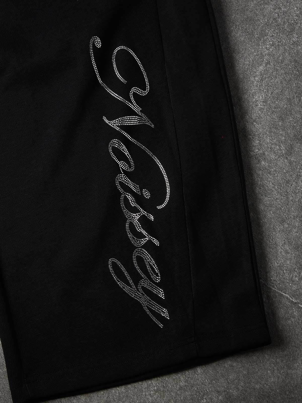 NOISSEY Plaid Waistband Layered Wide-Leg Sweatpants - Black Streetwear Track Pants