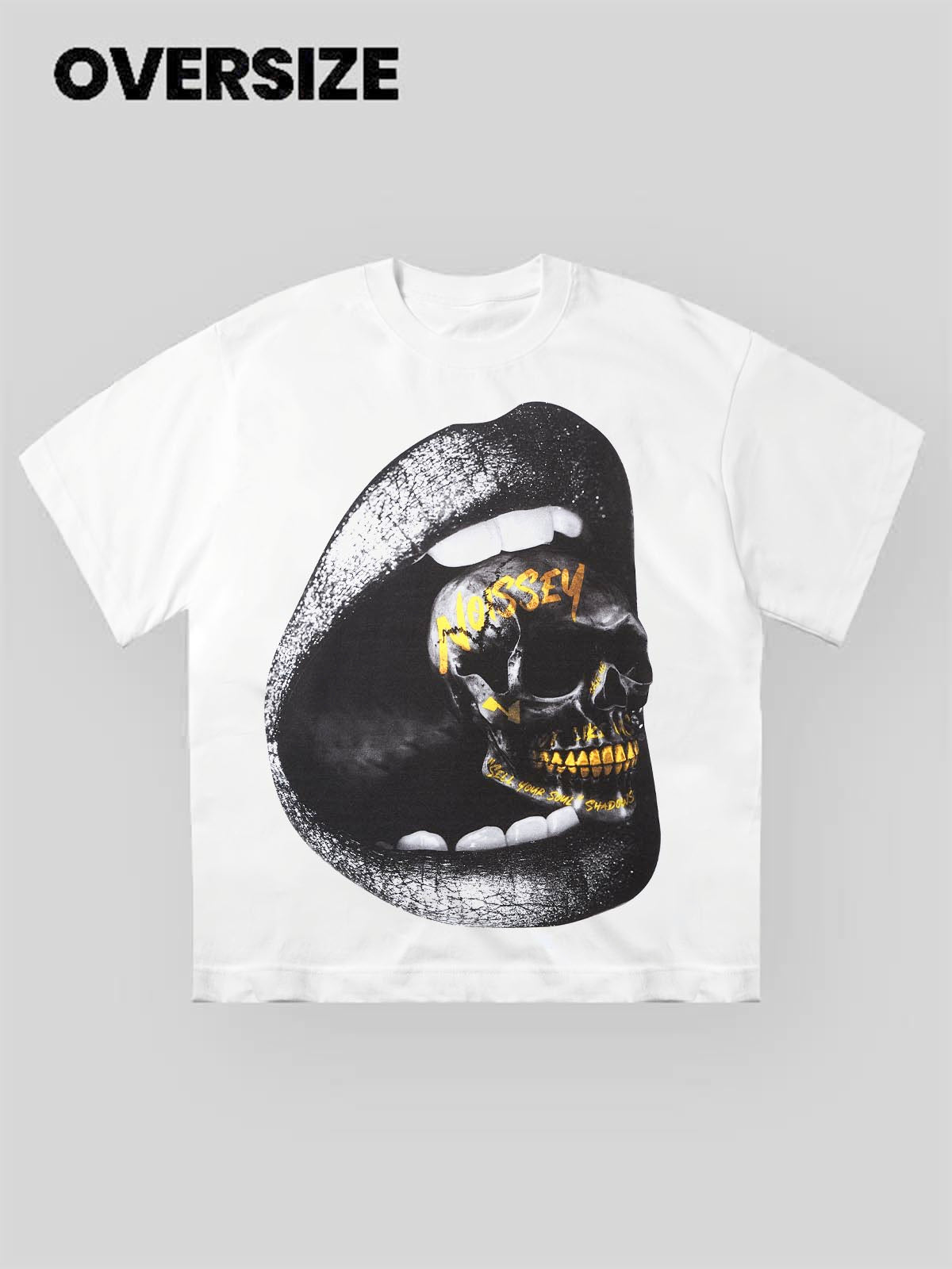 Golden Skull Lip Print T-Shirt