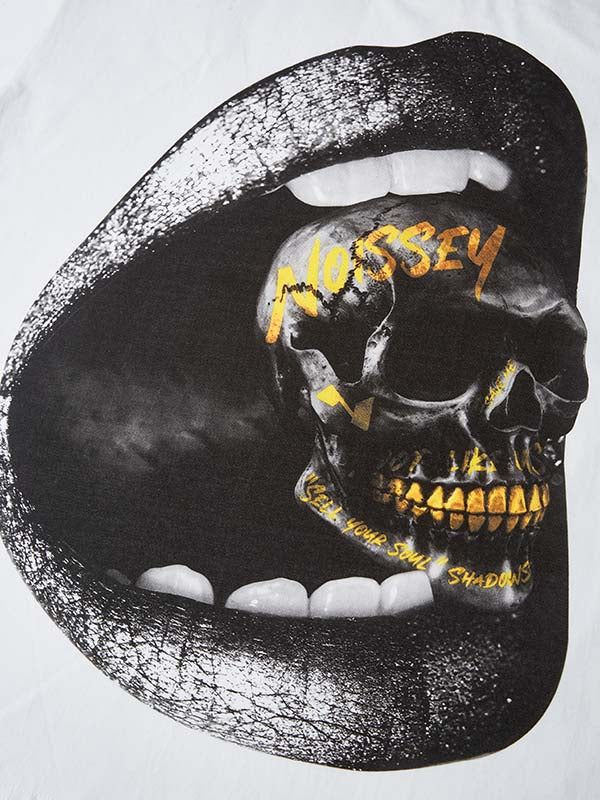 Golden Skull Lip Print T-Shirt