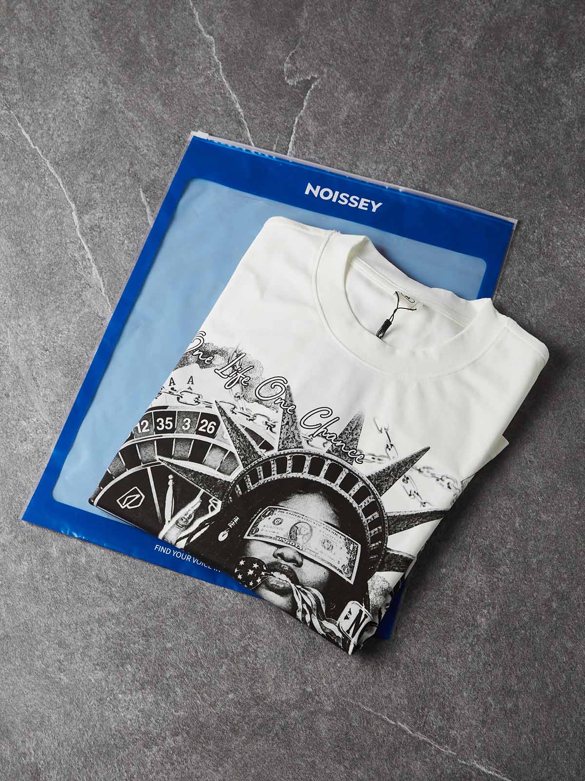 NOISSEY Liberty & Luxury Sports Car Graphic Long Sleeve Sweatshirt (Crisp White)