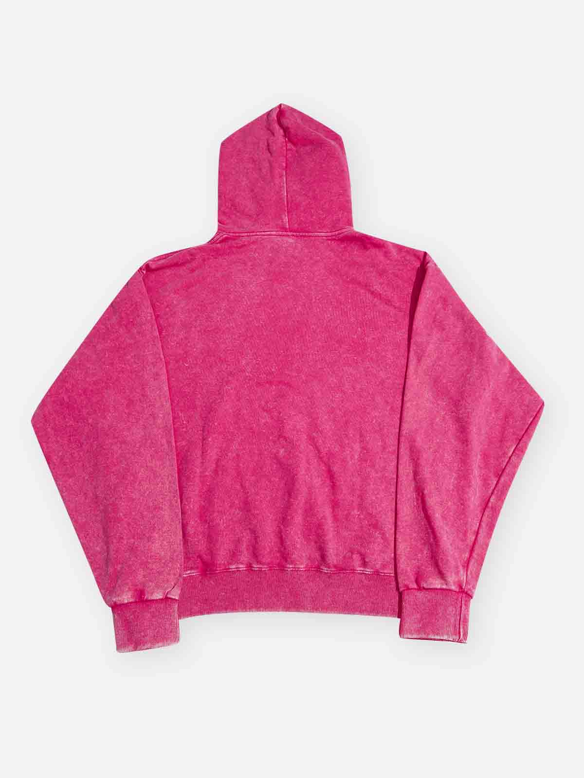 Pink Silver Diamond Glove Print 350g Washed Hoodie