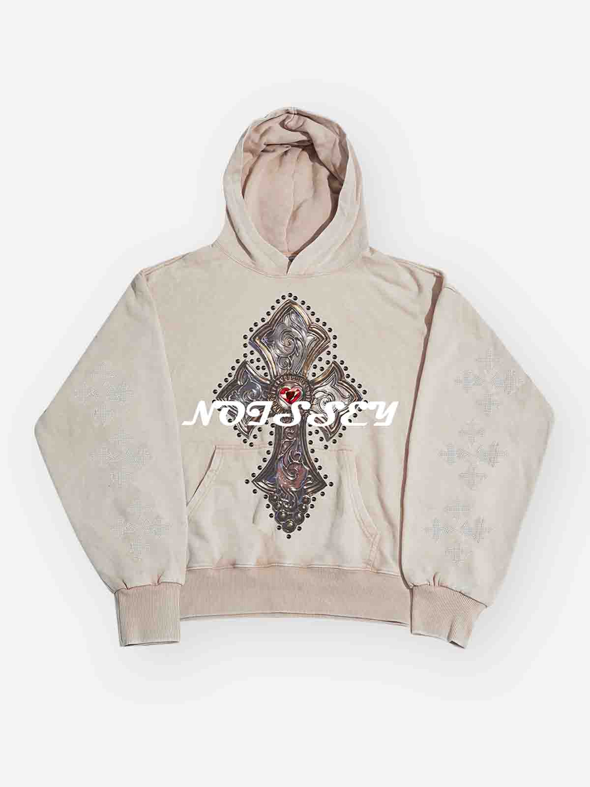 Diamond Cross Print Pullover 350g Hoodie