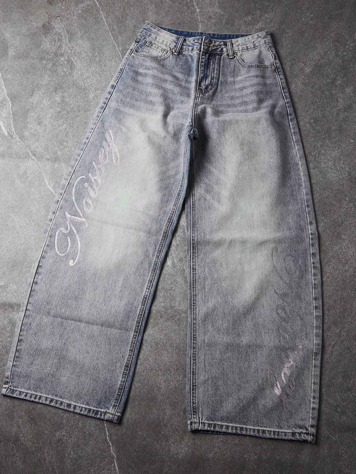 Vaqueros NOISSEY American Vintage de denim con efecto desgastado, pierna curva - Azul barro / Negro lavado / Azul claro