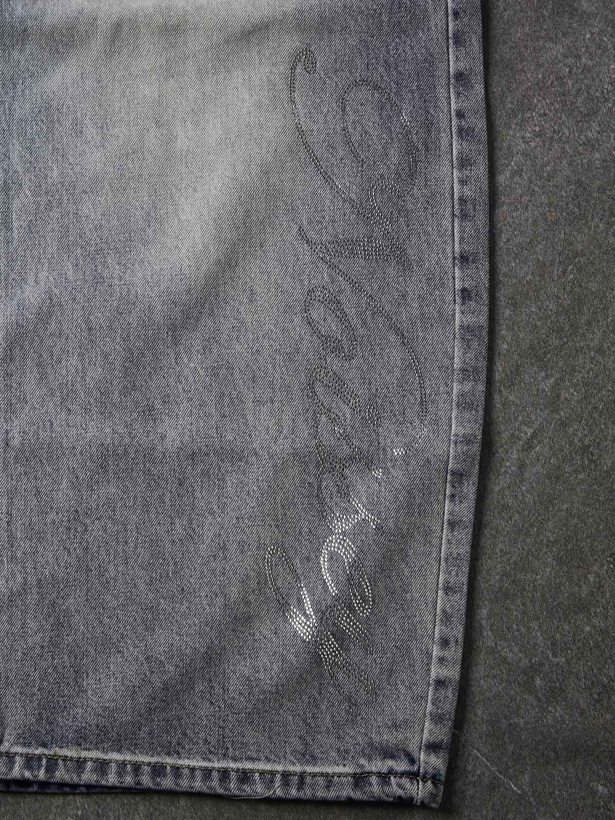 Vaqueros NOISSEY American Vintage de denim con efecto desgastado, pierna curva - Azul barro / Negro lavado / Azul claro