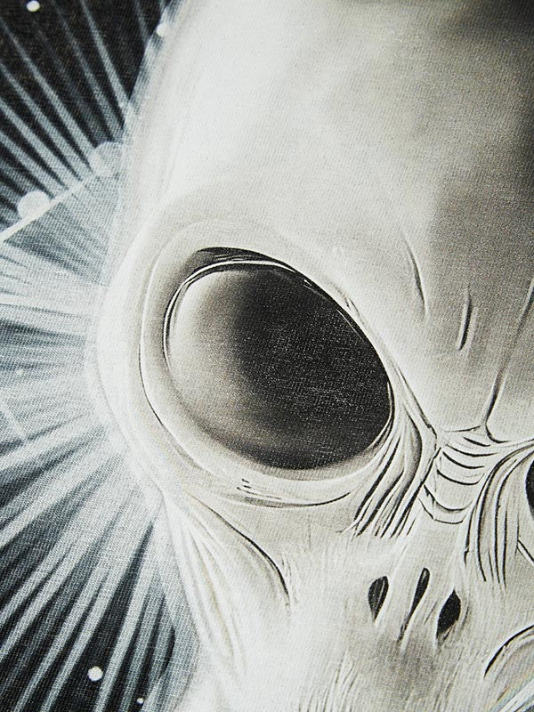 T-shirt imprimé exclusif Alien mystérieux gris-blanc de Noisey