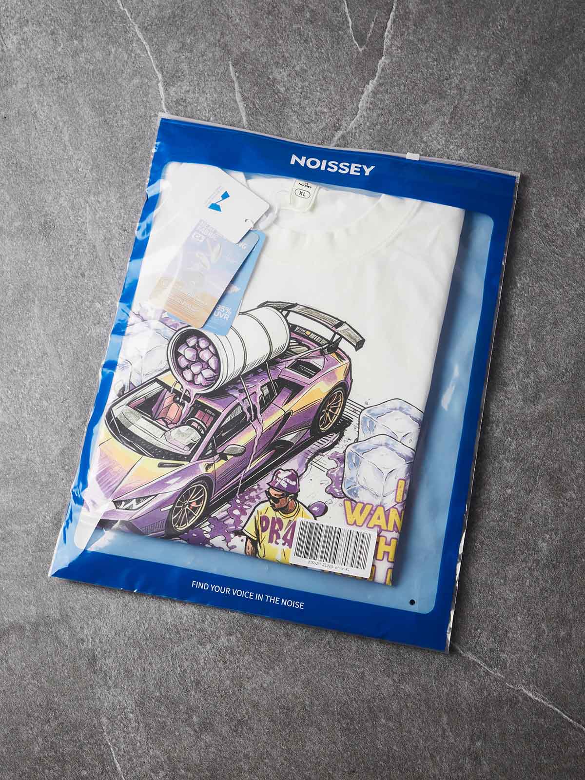 NOISSEY Purple Supercar Ice Cup Faith Graphic Boxy T-Shirt