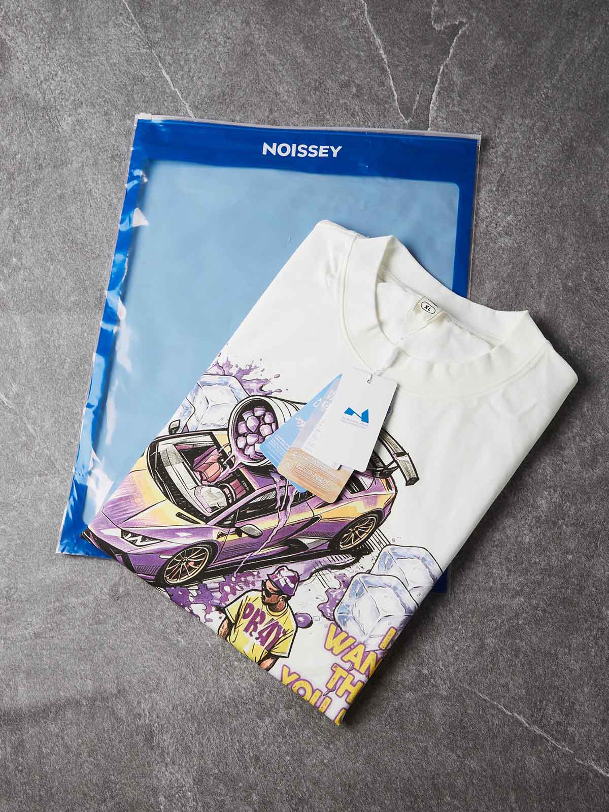 NOISSEY Purple Supercar Ice Cup Faith Graphic Boxy T-Shirt