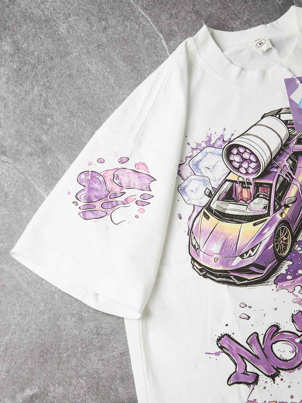 NOISSEY Purple Supercar Ice Cup Faith Graphic Boxy T-Shirt