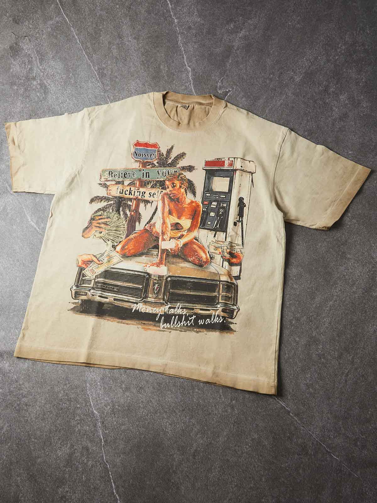 NOISSEY Vintage Route 66 Gas Station Graphic Boxy Tee