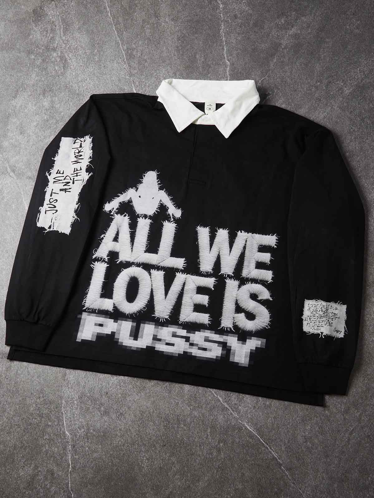 NOISSEY Deconstructed Raw-Edge Patchwork Polo Long Sleeves