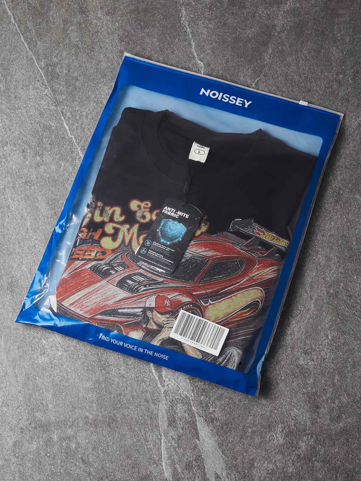 NOISSEY Red Supercar Skater Graphic Crewneck Long Sleeves- White / Black Streetwear
