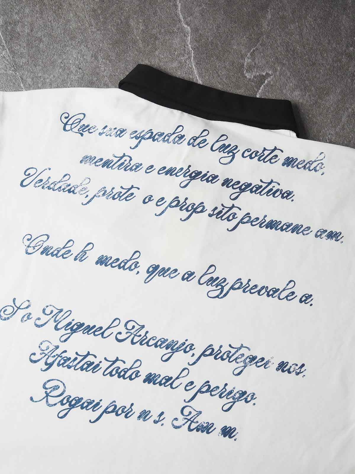NOISSEY Archangel Michael Cyanotype Graphic Heavyweight Contrast Collar Polo Long Sleeves