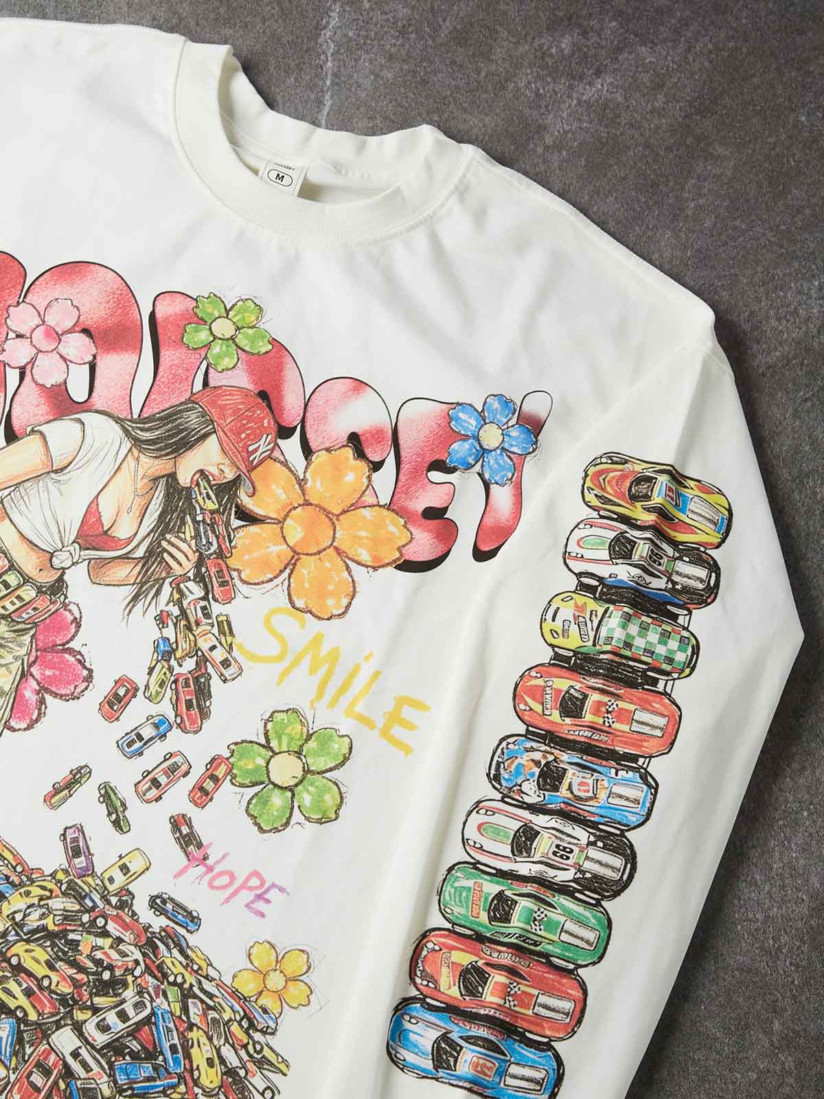 NOISSEY Hand-Drawn Toy Cars Girl Graffiti Long Sleeves