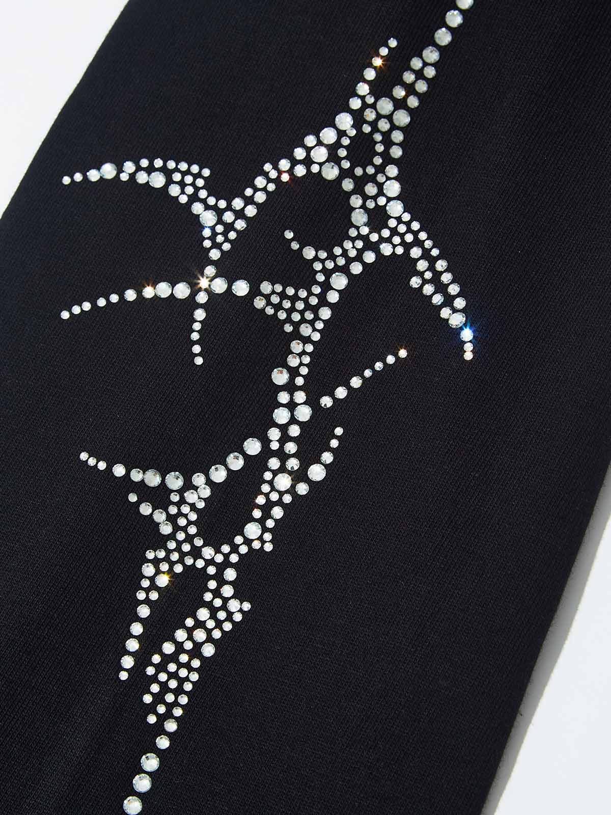 Exclusive diamond necklace print black long sleeve Set