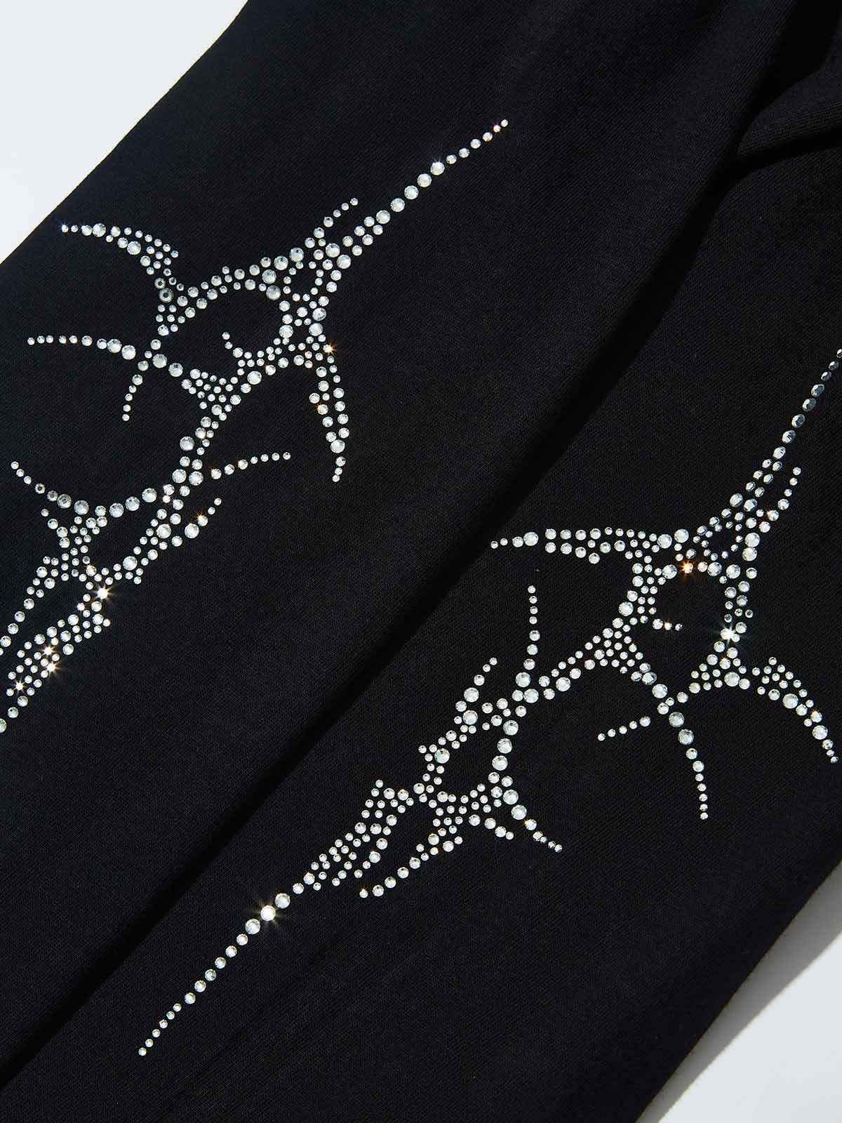 Wealthy Hand Black Flash diamond Print Long-Sleeve Set