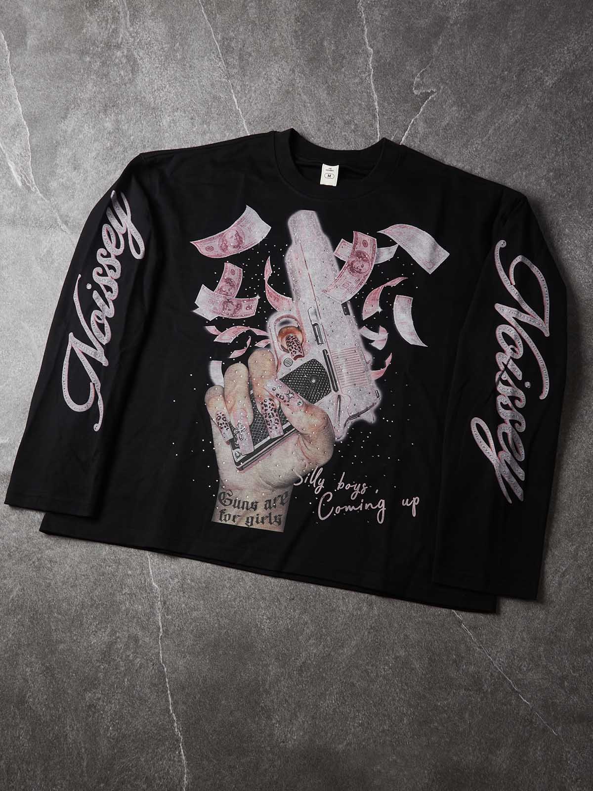 NOISSEY Pink Money Rain Machine &amp; Glam Nails Sweatshirt