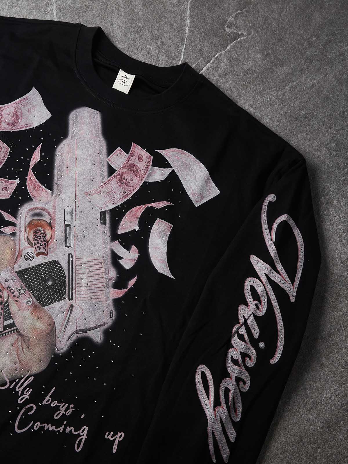 NOISSEY Pink Money Rain Machine &amp; Glam Nails Sweatshirt