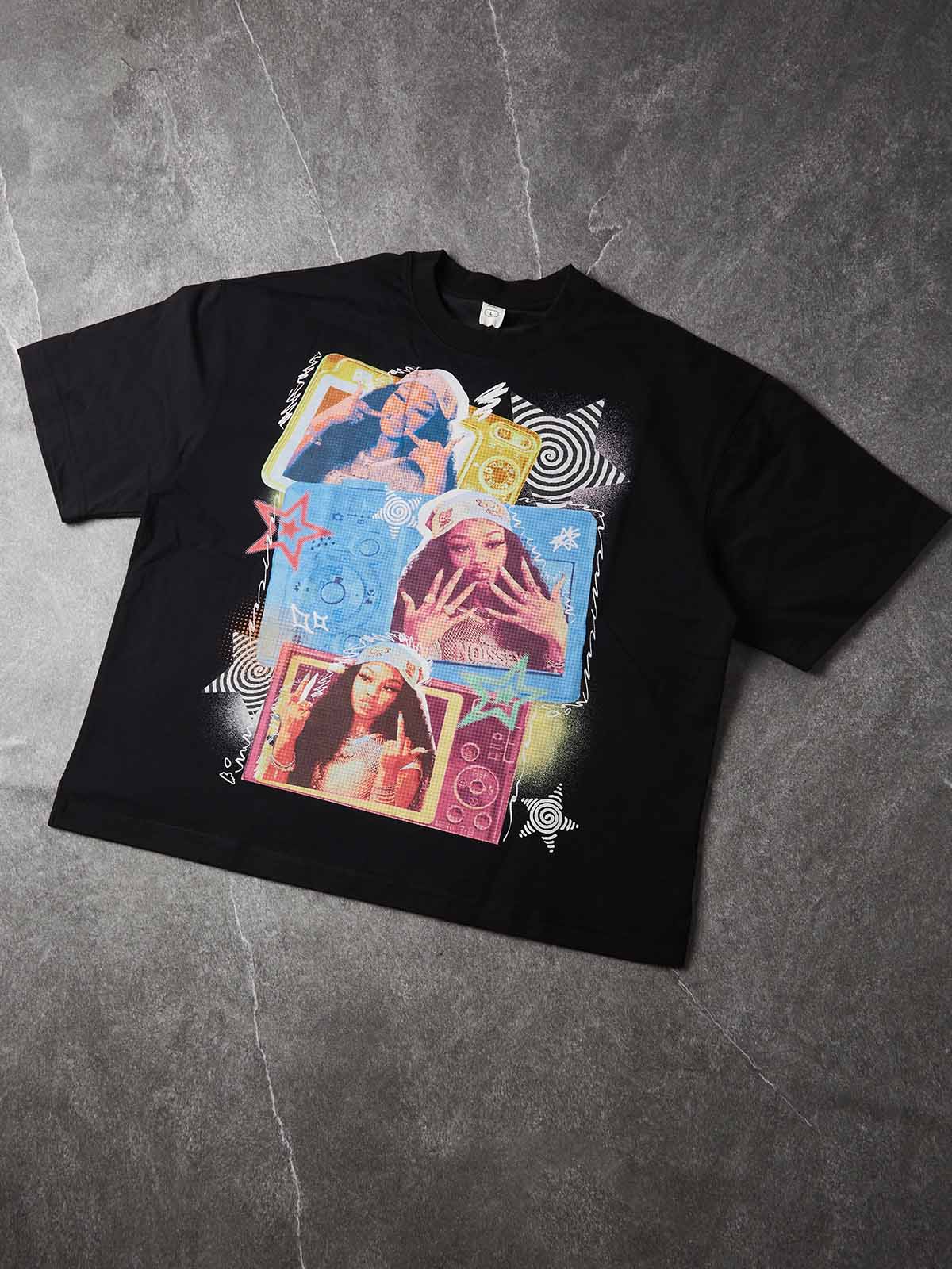 NOISSEY Pop Art Multi-Camera It-Girl Graphic Boxy Tee