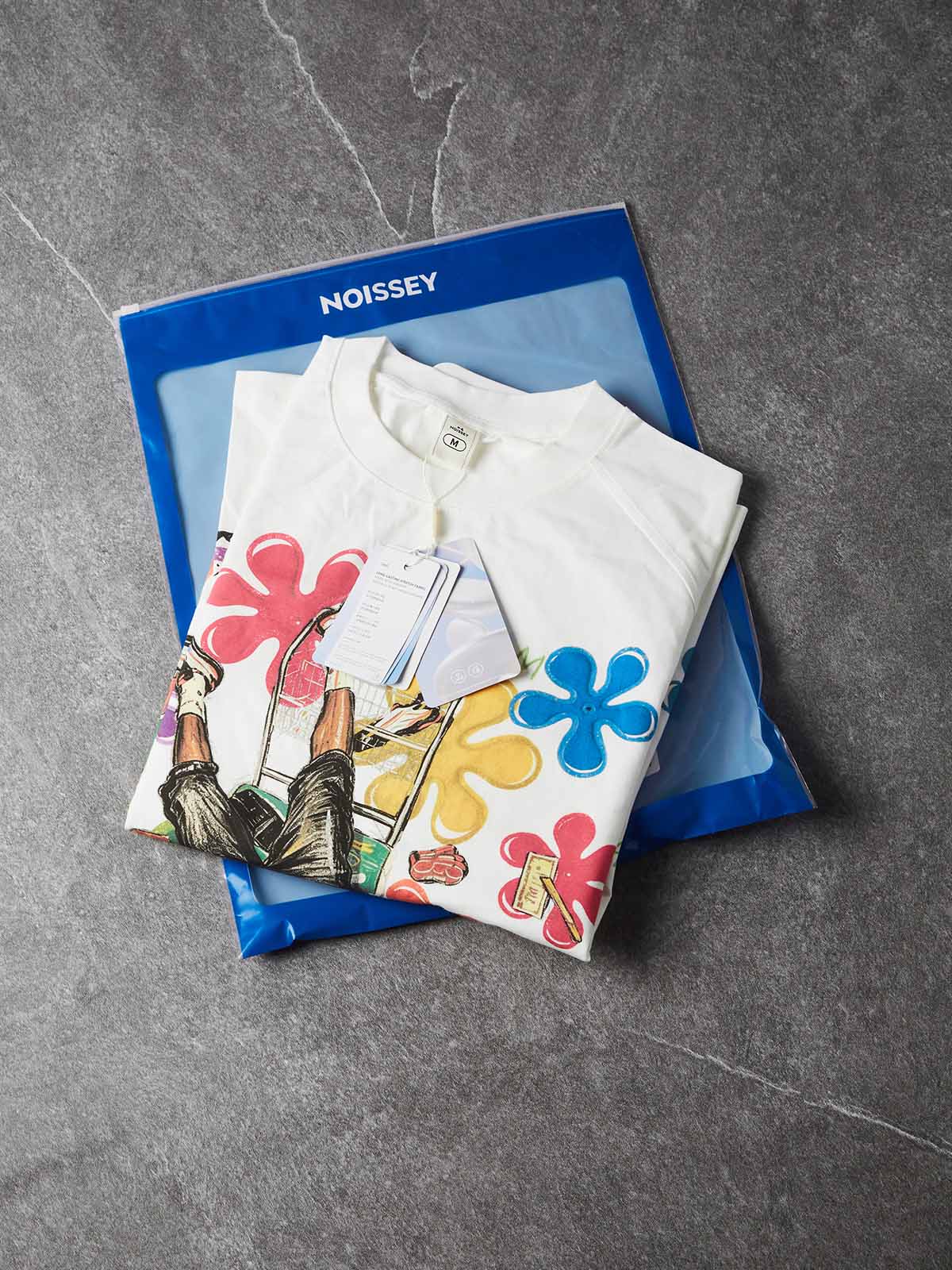 NOISSEY IDREAM Graffiti Dreamer Fake-Two-Piece Heavyweight Long Sleeve Tee - White Streetwear Long Sleeves