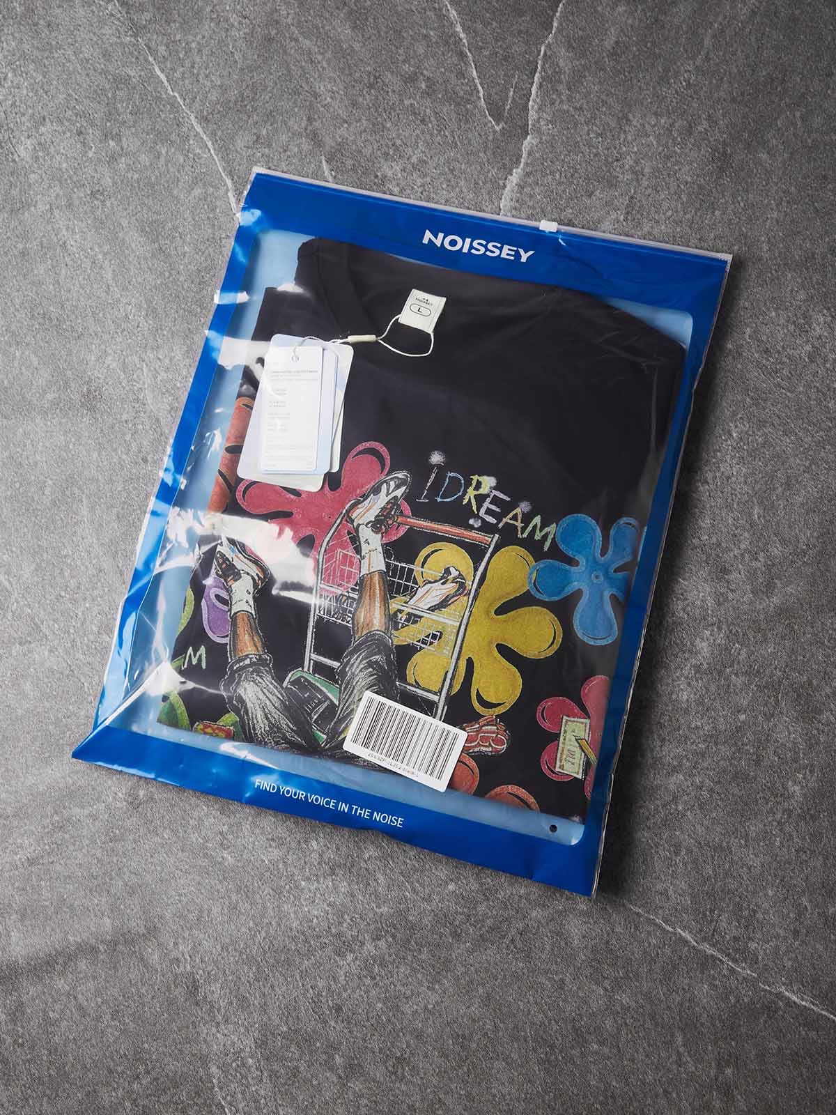 NOISSEY IDREAM Portrait & Floral Graffiti Heavyweight Fake Two-Piece Long Sleeve Tee - Black Streetwear  Long Sleeves