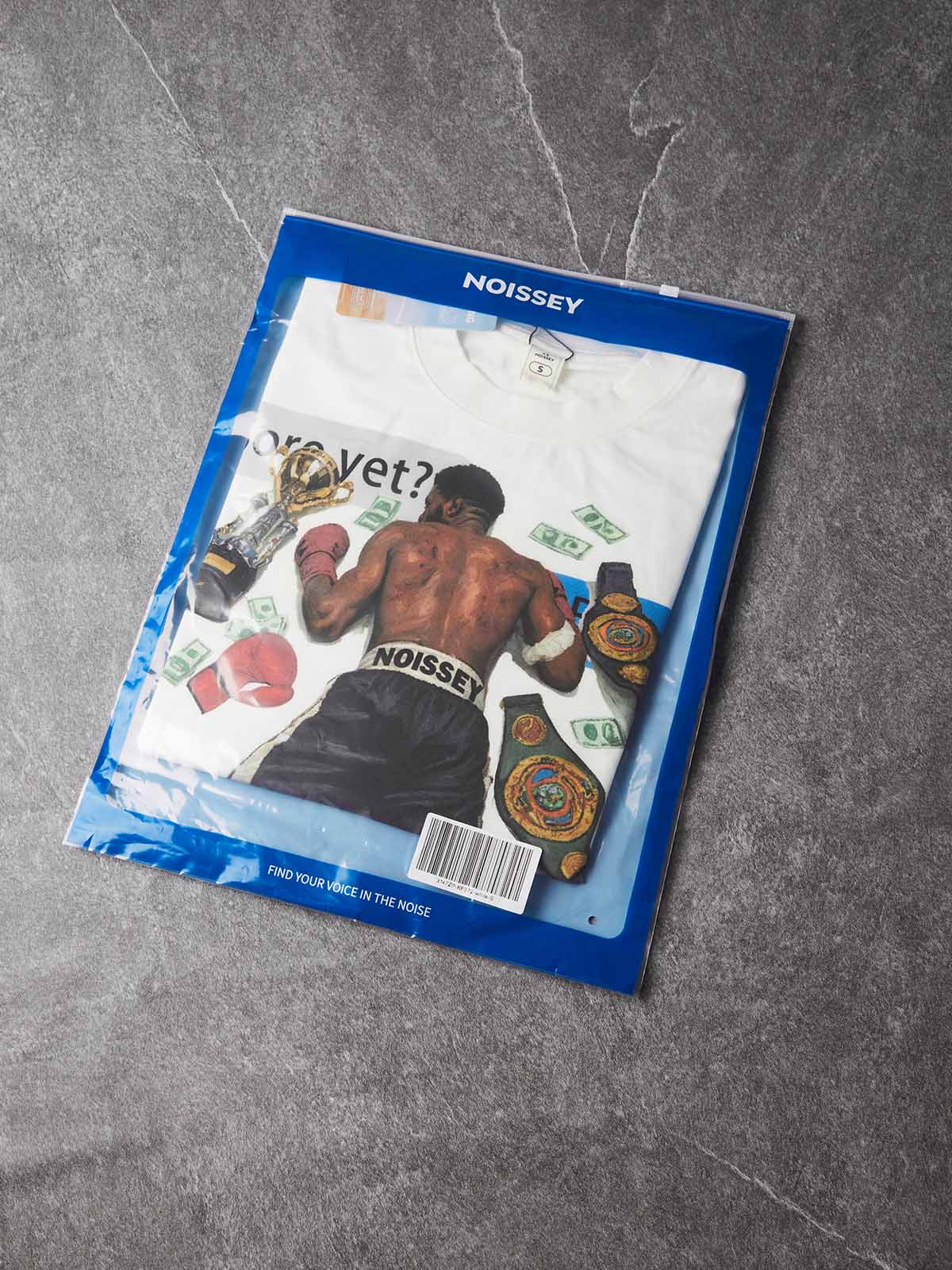 NOISSEY Oil Painting Boxing Champion Boxy Graphic Tee - White Y2K Streetwear Shirt