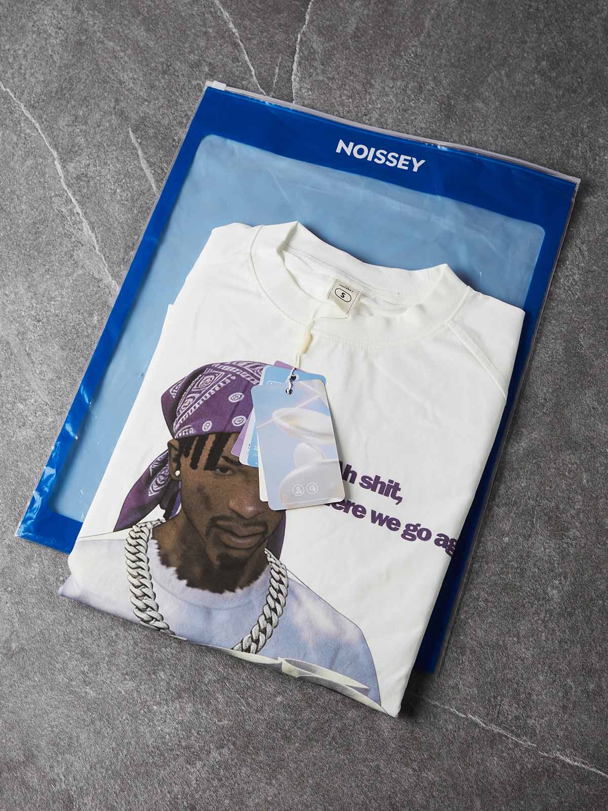 NOISSEY Gaming Character Purple Paisley Fake-Two-Piece Heavyweight Long Sleeves  White