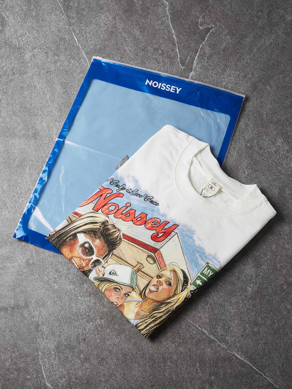 NOISSEY Route 66 Gas Station Boxy Graphic Tee - White Y2K Road Trip Streetwear Shirt