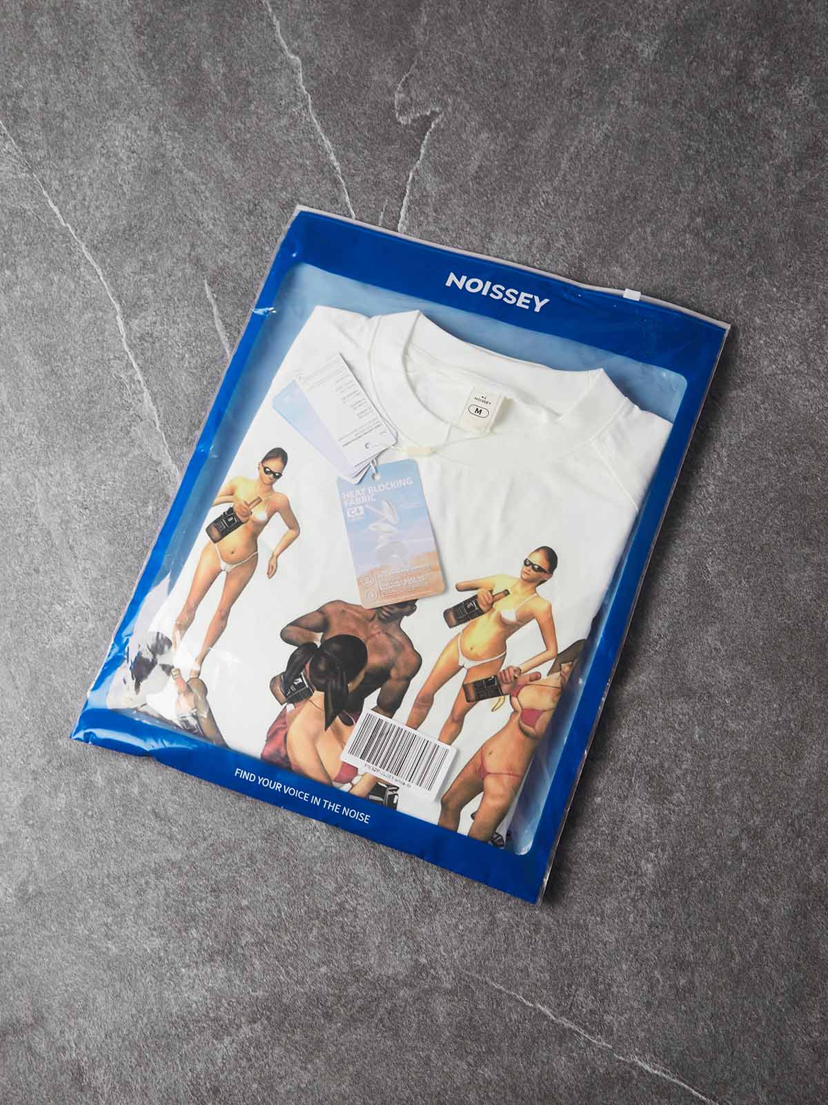 NOISSEY Pool Party Retro Gaming Fake-Two-Piece Heavyweight Long Sleeve Tee - White