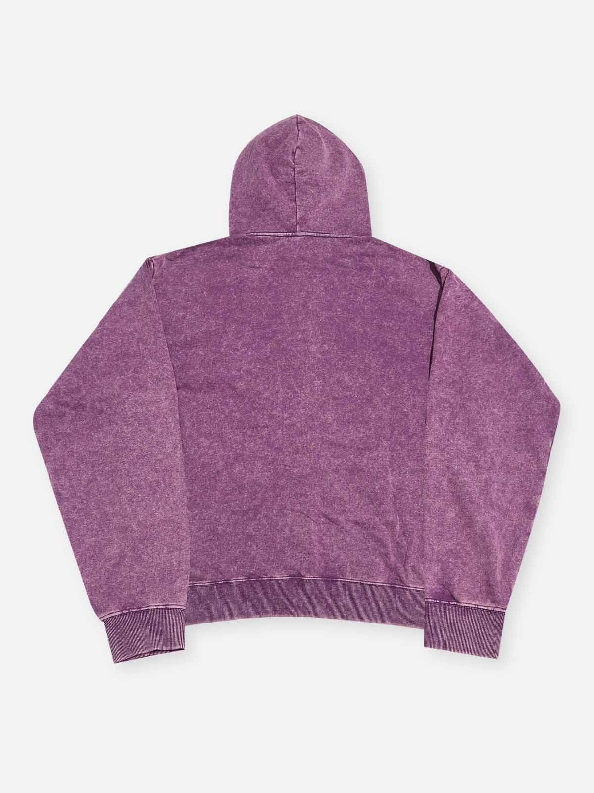 Purple Enchanting Fluorescent Pearl Crown Hood Print 400g Washed Hoodie