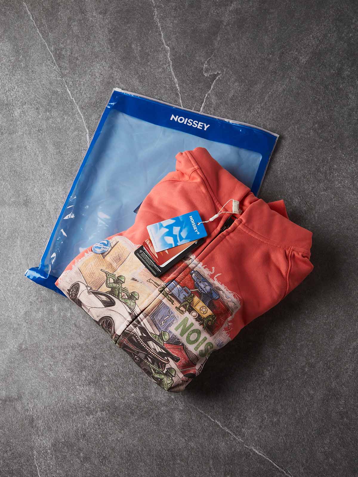 NOISSEY Toy Soldier Graphic Heavyweight Full-Zip Hoodie - Orange