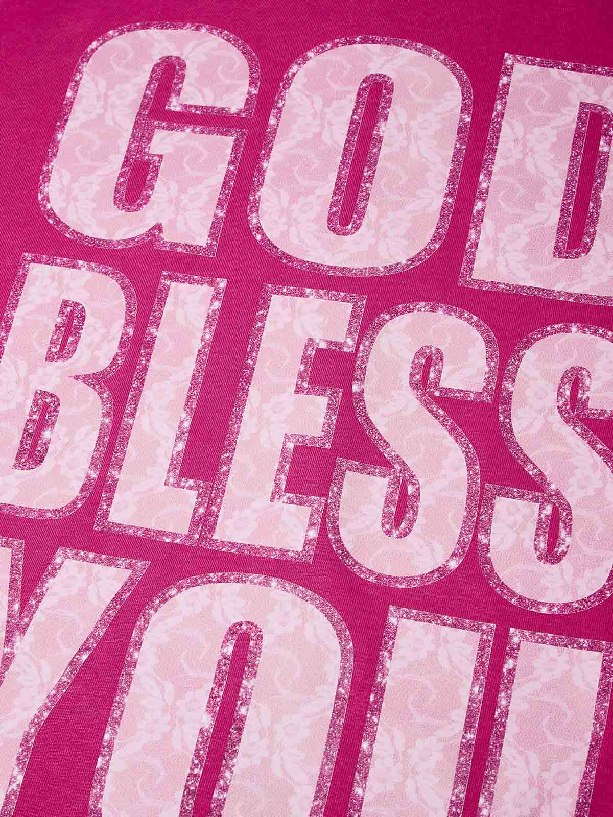 GOD BLESS YOU Bling Solgan350 Pink Wash Hoodie