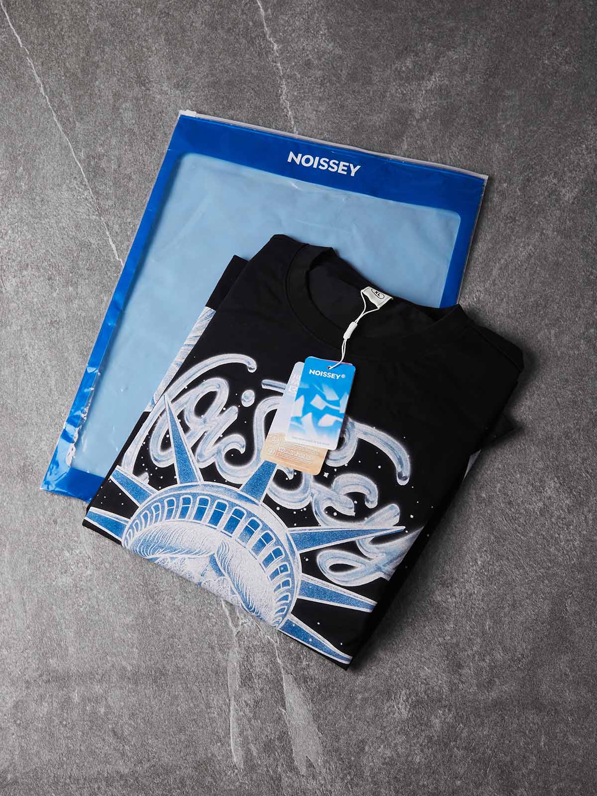 NOISSEY Diamond Liberty Graphic Fake-Two-Piece Heavyweight Long Sleeves