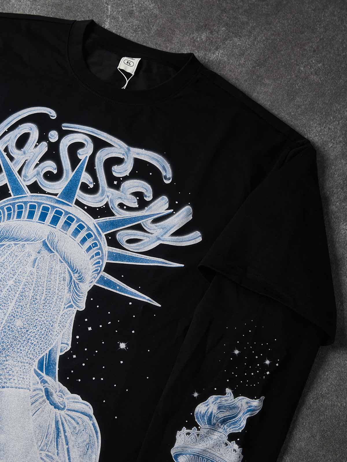 NOISSEY Diamond Liberty Graphic Fake-Two-Piece Heavyweight Long Sleeves